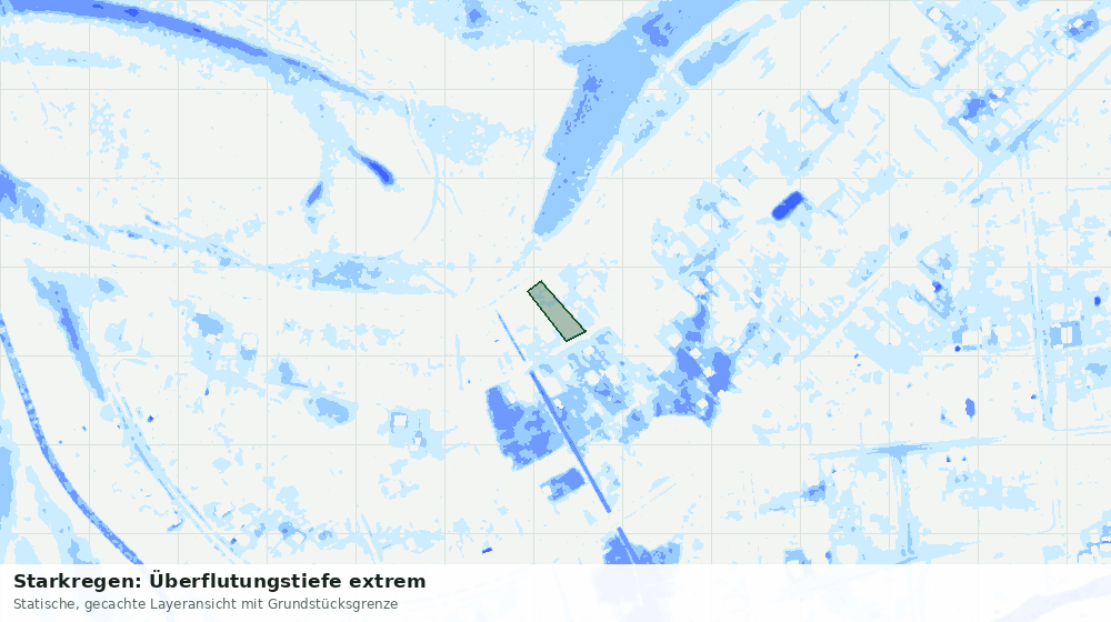 Statische Kartenansicht: Starkregen: Überflutungstiefe extrem