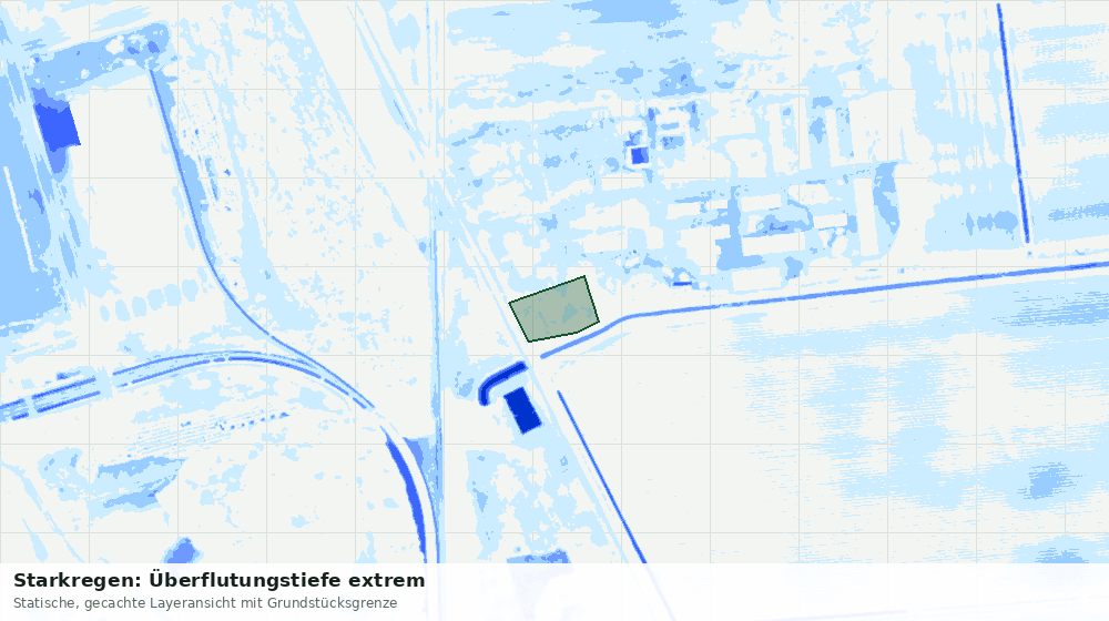 Statische Kartenansicht: Starkregen: Überflutungstiefe extrem