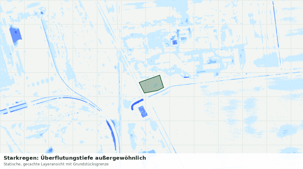Statische Kartenansicht: Starkregen: Überflutungstiefe außergewöhnlich