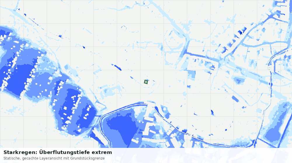 Statische Kartenansicht: Starkregen: Überflutungstiefe extrem