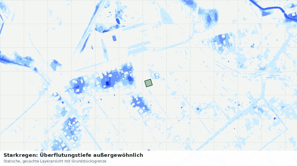 Statische Kartenansicht: Starkregen: Überflutungstiefe außergewöhnlich