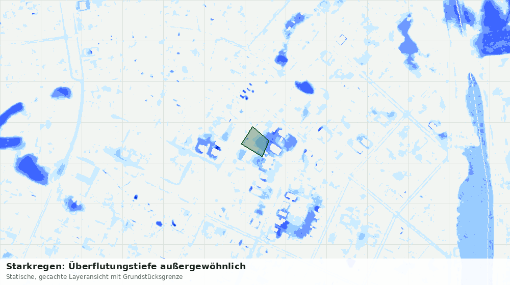 Statische Kartenansicht: Starkregen: Überflutungstiefe außergewöhnlich