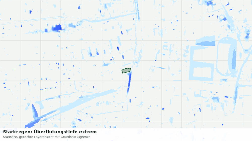 Statische Kartenansicht: Starkregen: Überflutungstiefe extrem