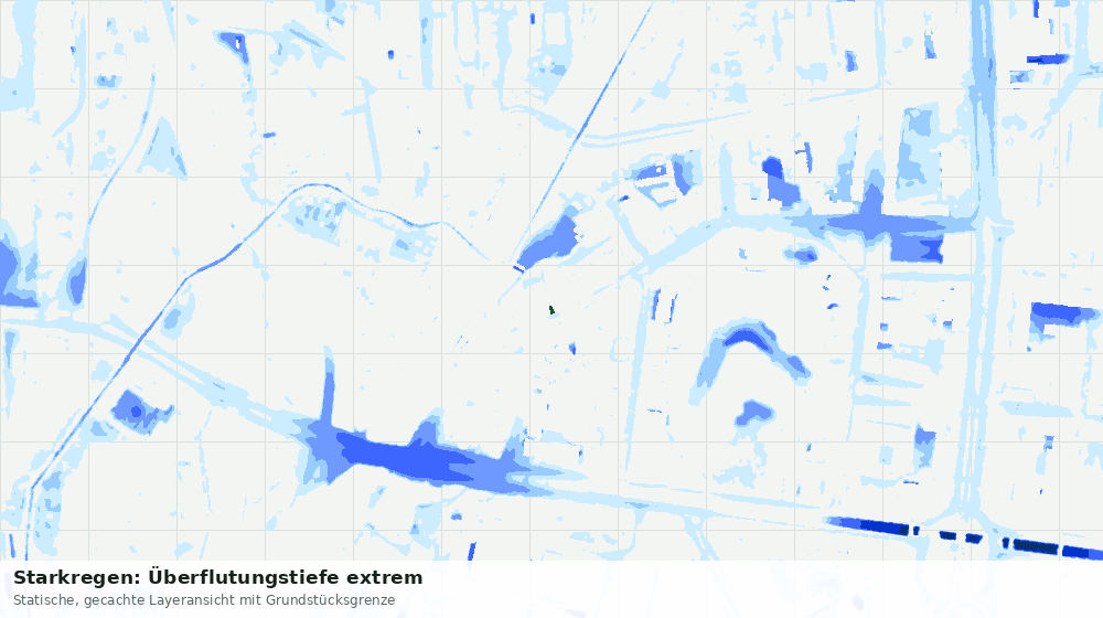 Statische Kartenansicht: Starkregen: Überflutungstiefe extrem