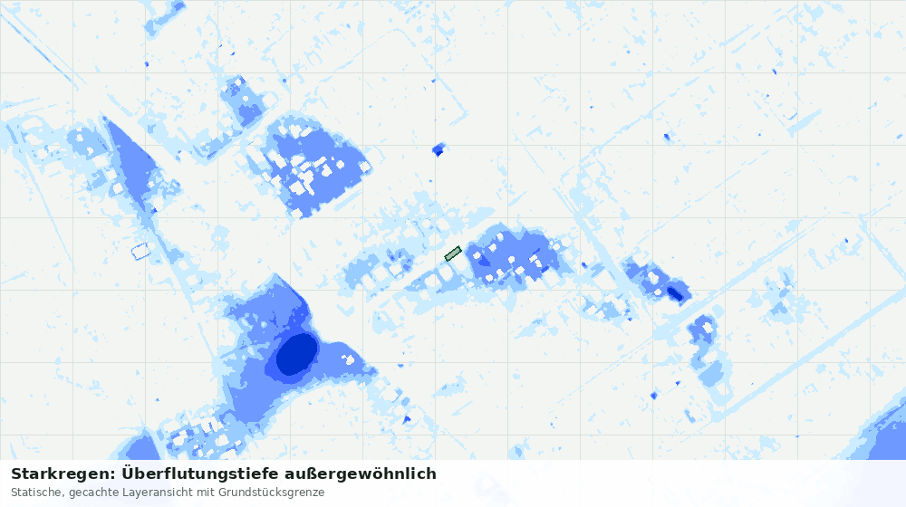 Statische Kartenansicht: Starkregen: Überflutungstiefe außergewöhnlich