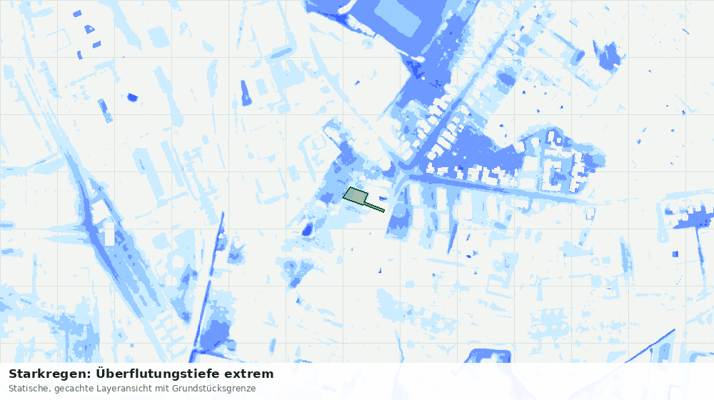 Statische Kartenansicht: Starkregen: Überflutungstiefe extrem