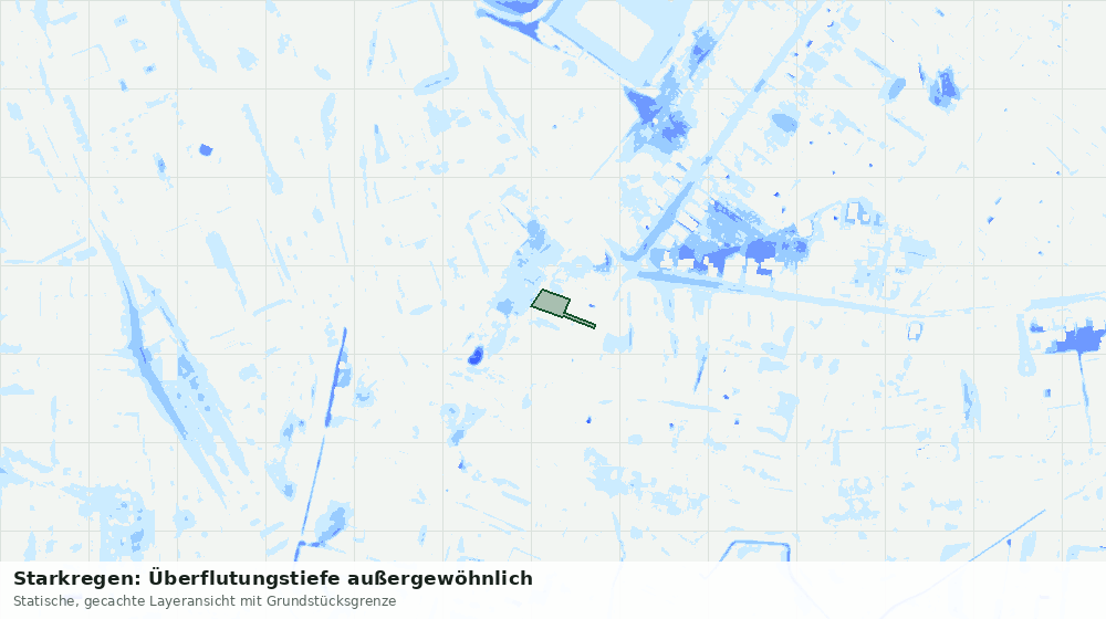 Statische Kartenansicht: Starkregen: Überflutungstiefe außergewöhnlich