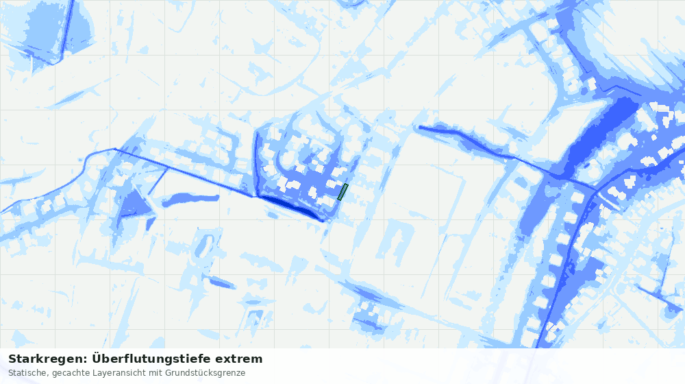 Statische Kartenansicht: Starkregen: Überflutungstiefe extrem