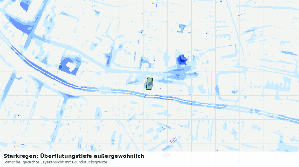 Statische Kartenansicht: Starkregen: Überflutungstiefe außergewöhnlich
