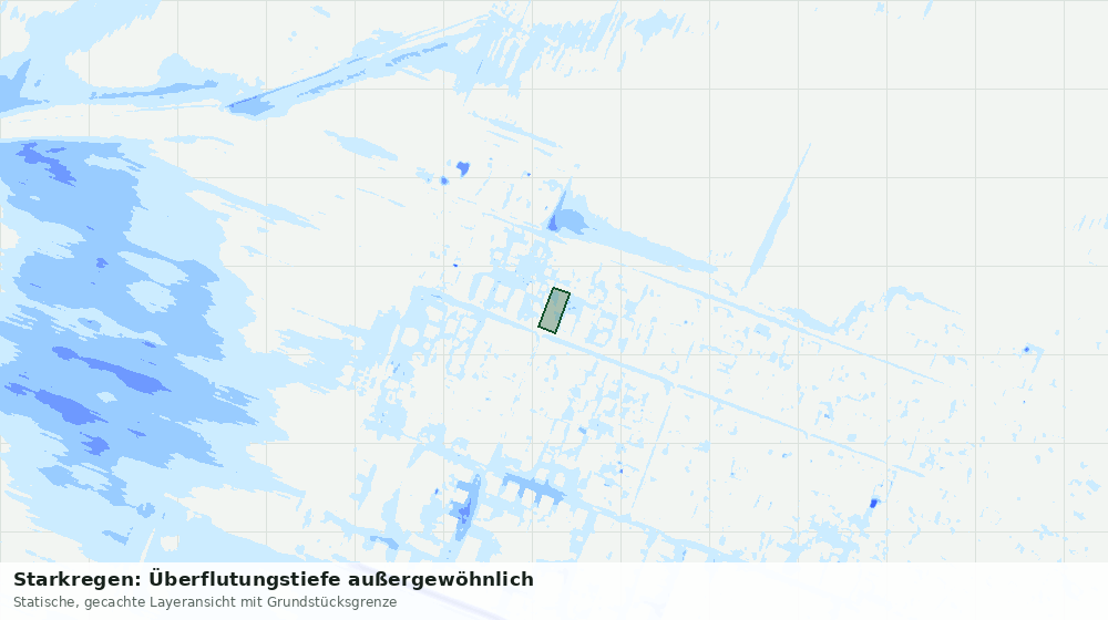 Statische Kartenansicht: Starkregen: Überflutungstiefe außergewöhnlich