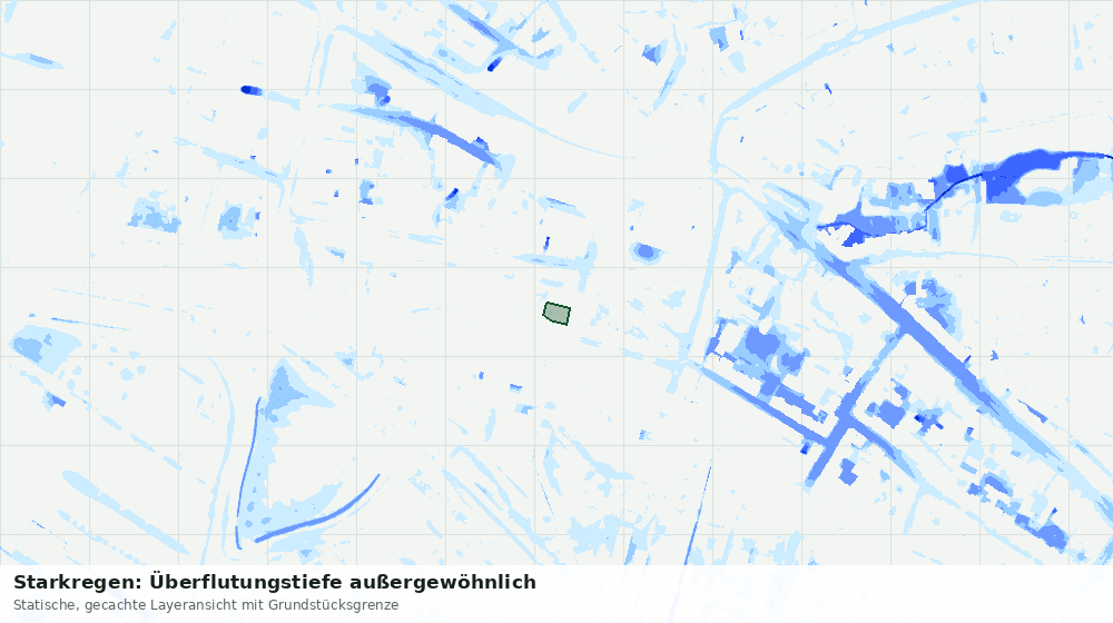 Statische Kartenansicht: Starkregen: Überflutungstiefe außergewöhnlich