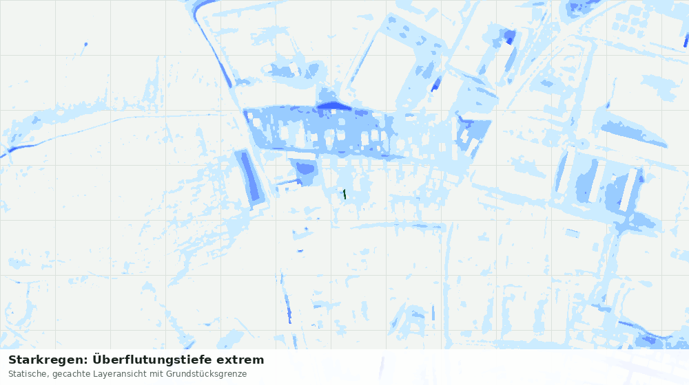 Statische Kartenansicht: Starkregen: Überflutungstiefe extrem