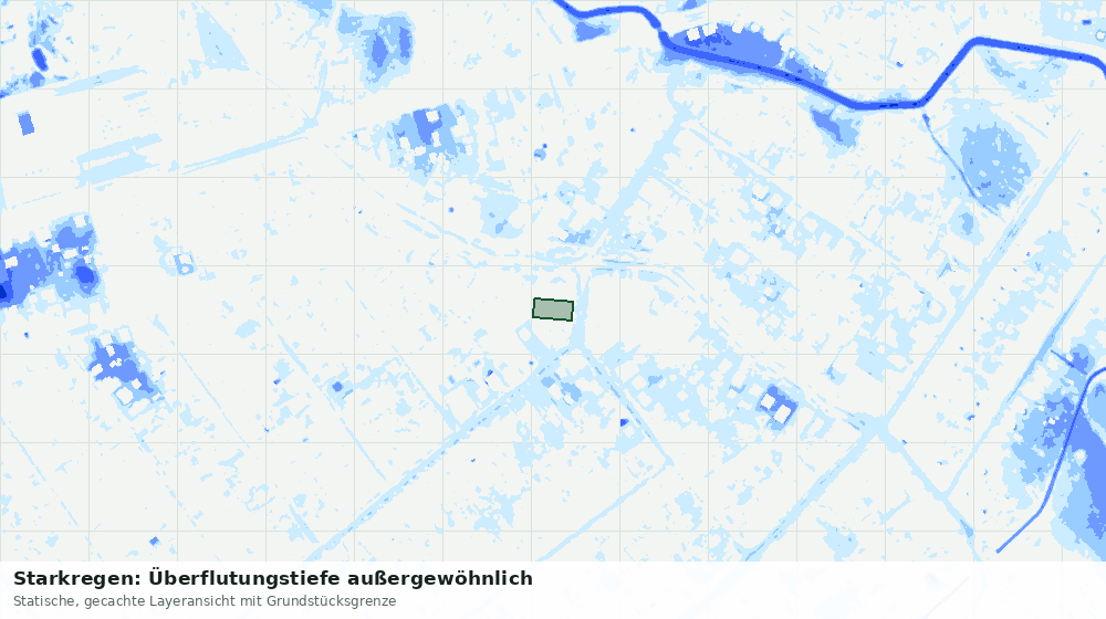 Statische Kartenansicht: Starkregen: Überflutungstiefe außergewöhnlich