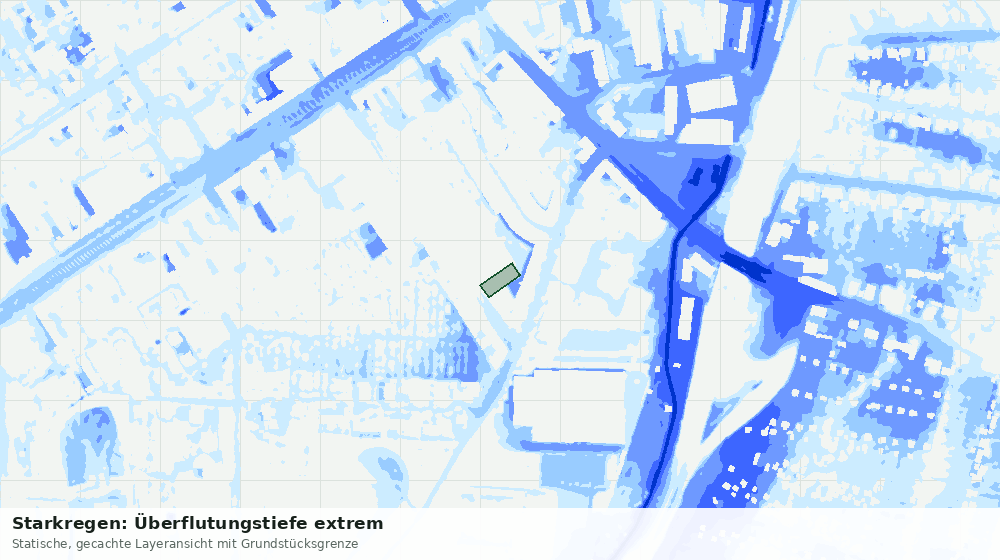 Statische Kartenansicht: Starkregen: Überflutungstiefe extrem