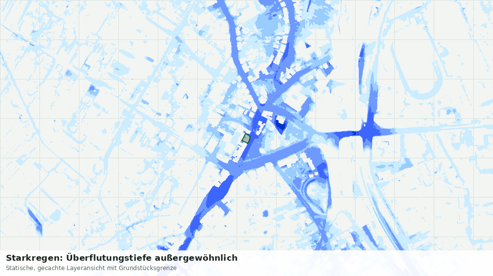 Statische Kartenansicht: Starkregen: Überflutungstiefe außergewöhnlich