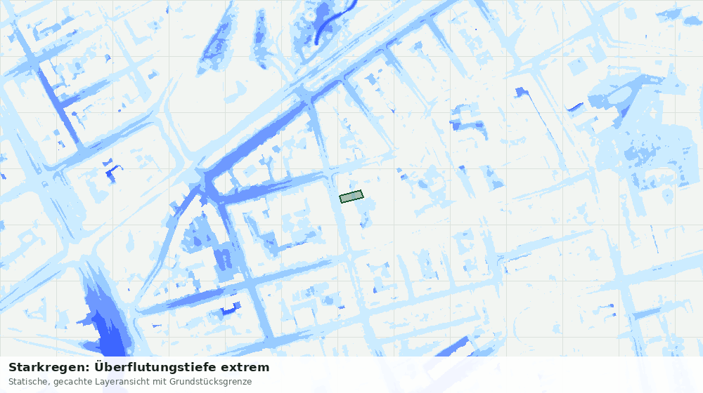 Statische Kartenansicht: Starkregen: Überflutungstiefe extrem