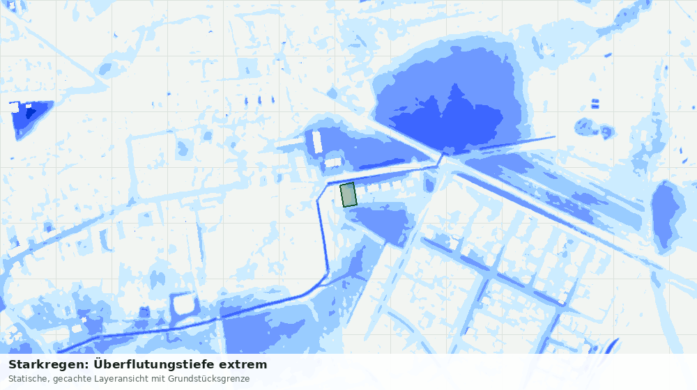 Statische Kartenansicht: Starkregen: Überflutungstiefe extrem
