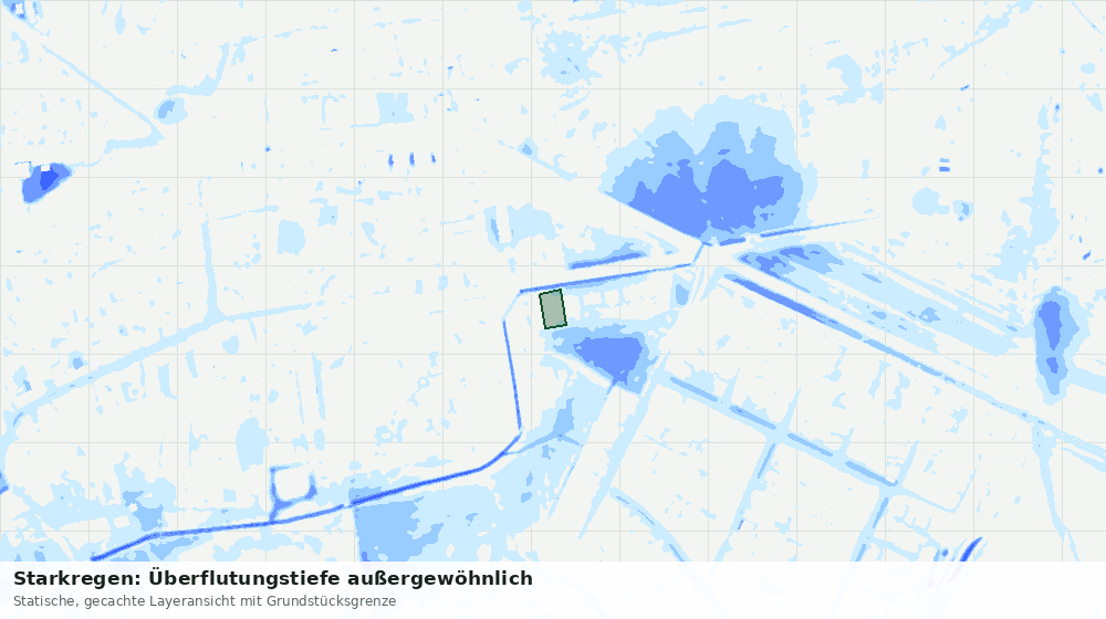 Statische Kartenansicht: Starkregen: Überflutungstiefe außergewöhnlich