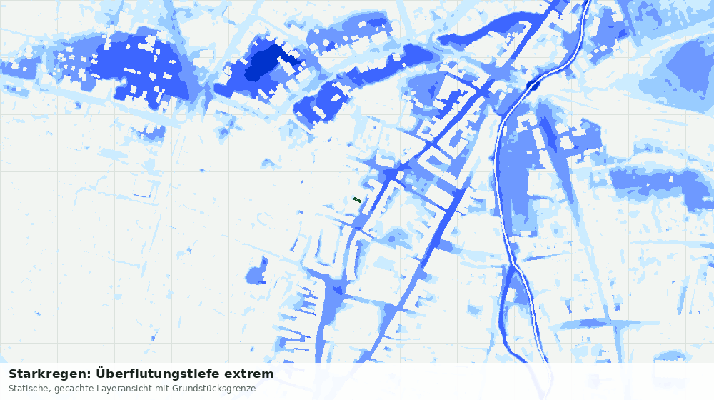 Statische Kartenansicht: Starkregen: Überflutungstiefe extrem