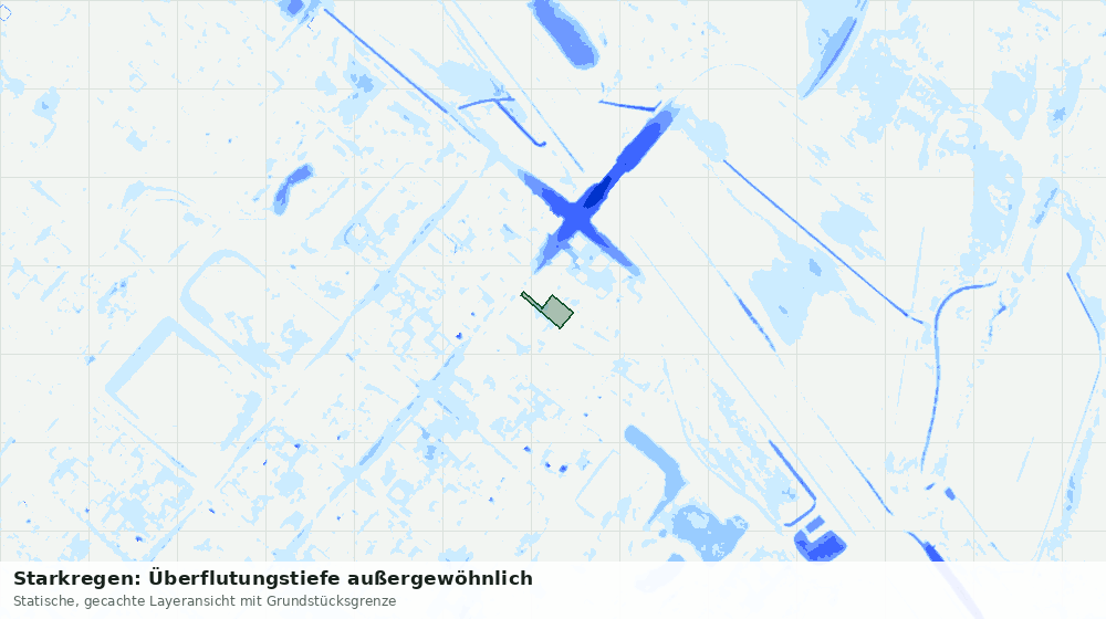 Statische Kartenansicht: Starkregen: Überflutungstiefe außergewöhnlich