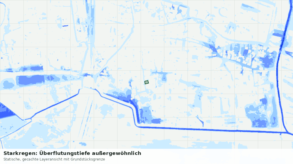 Statische Kartenansicht: Starkregen: Überflutungstiefe außergewöhnlich