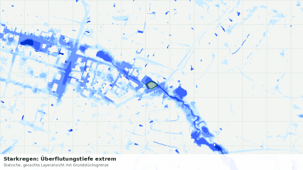 Statische Kartenansicht: Starkregen: Überflutungstiefe extrem
