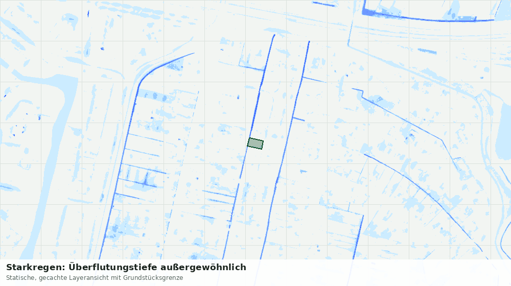 Statische Kartenansicht: Starkregen: Überflutungstiefe außergewöhnlich