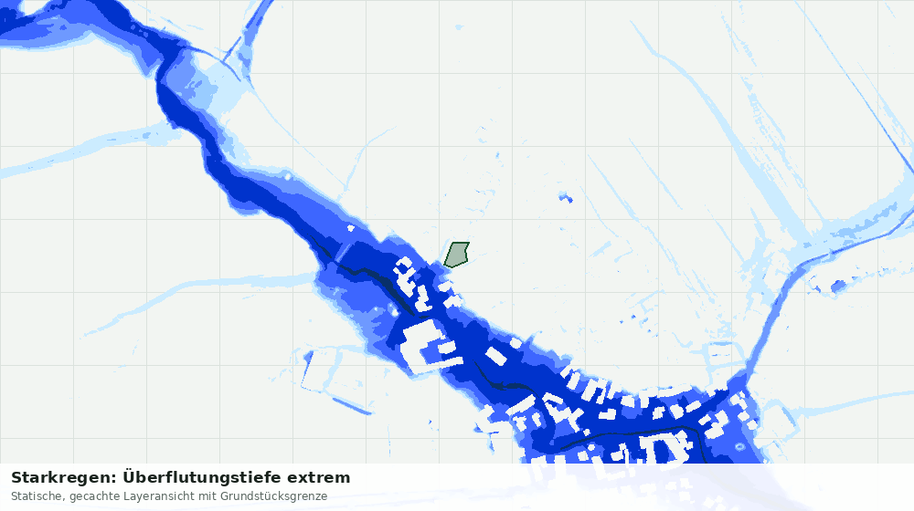Statische Kartenansicht: Starkregen: Überflutungstiefe extrem