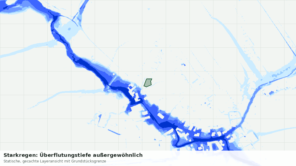 Statische Kartenansicht: Starkregen: Überflutungstiefe außergewöhnlich