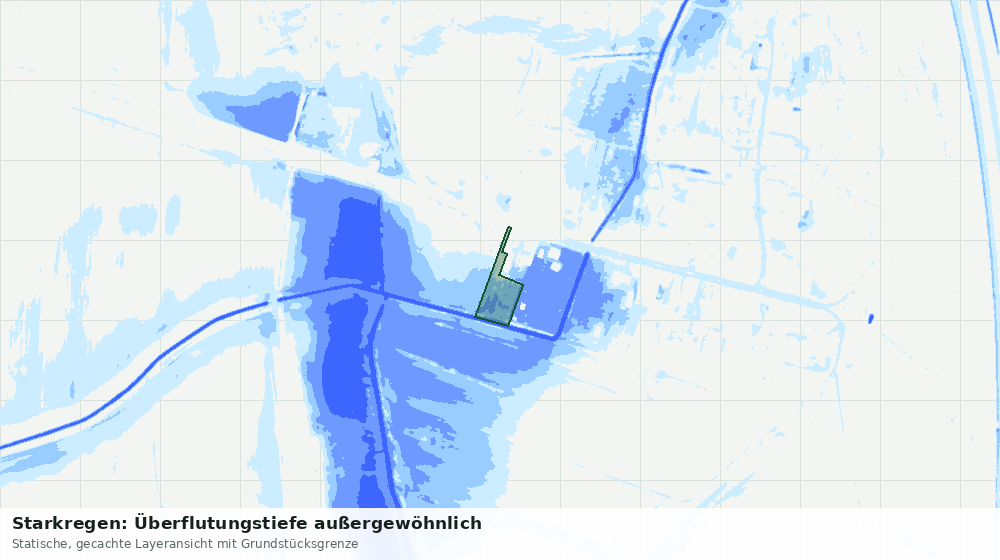 Statische Kartenansicht: Starkregen: Überflutungstiefe außergewöhnlich