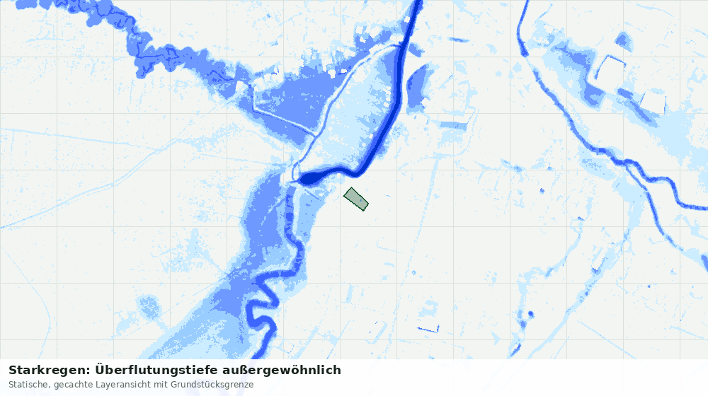 Statische Kartenansicht: Starkregen: Überflutungstiefe außergewöhnlich