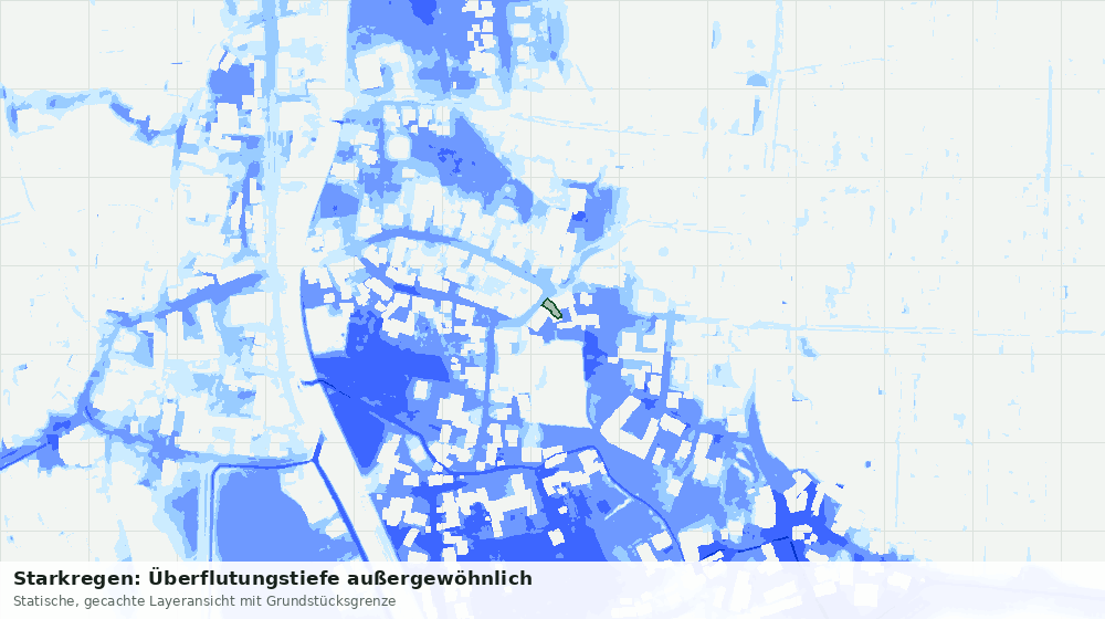 Statische Kartenansicht: Starkregen: Überflutungstiefe außergewöhnlich
