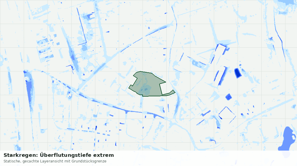 Statische Kartenansicht: Starkregen: Überflutungstiefe extrem