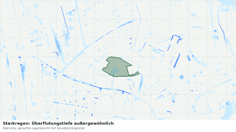 Statische Kartenansicht: Starkregen: Überflutungstiefe außergewöhnlich
