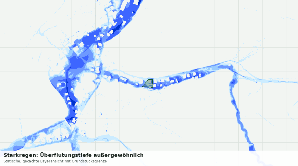 Statische Kartenansicht: Starkregen: Überflutungstiefe außergewöhnlich