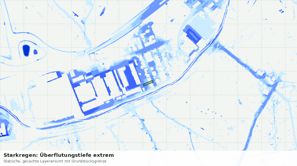 Statische Kartenansicht: Starkregen: Überflutungstiefe extrem