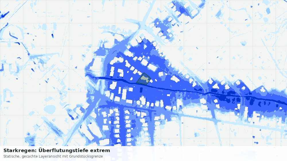Statische Kartenansicht: Starkregen: Überflutungstiefe extrem