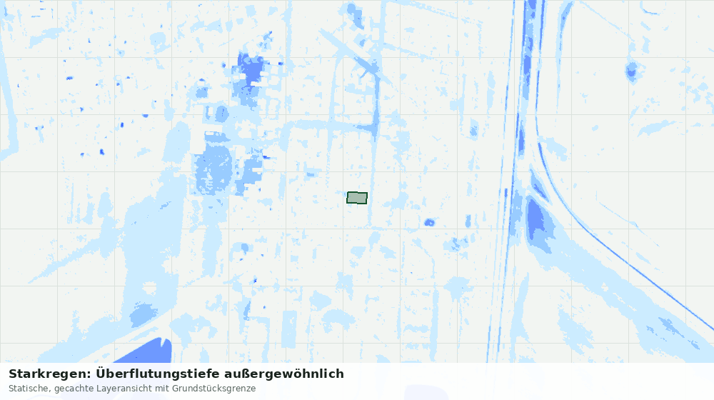 Statische Kartenansicht: Starkregen: Überflutungstiefe außergewöhnlich