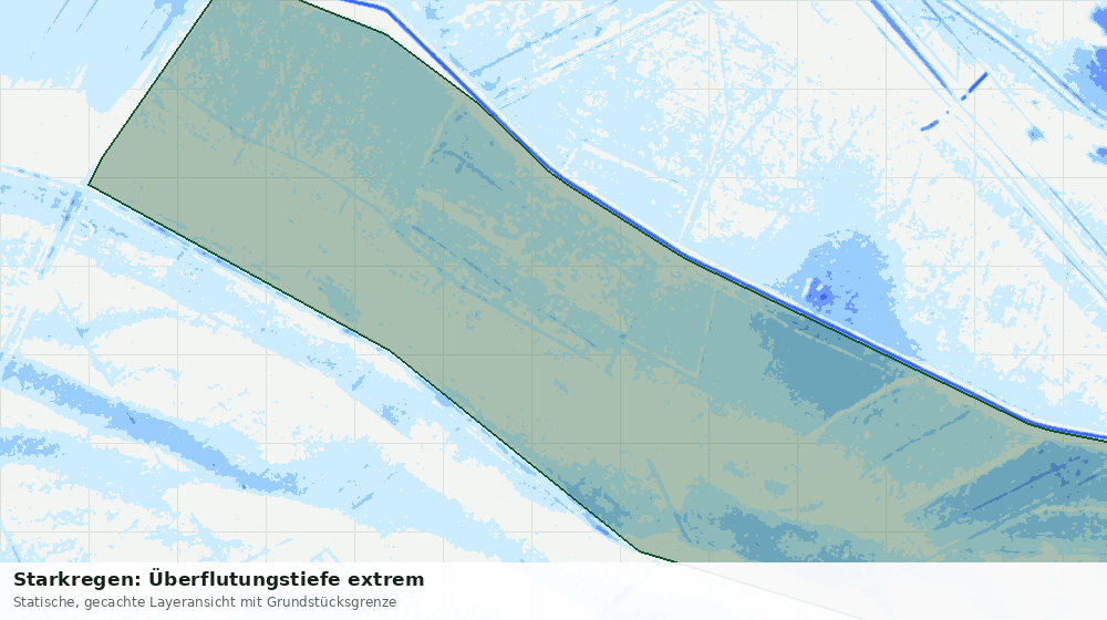 Statische Kartenansicht: Starkregen: Überflutungstiefe extrem