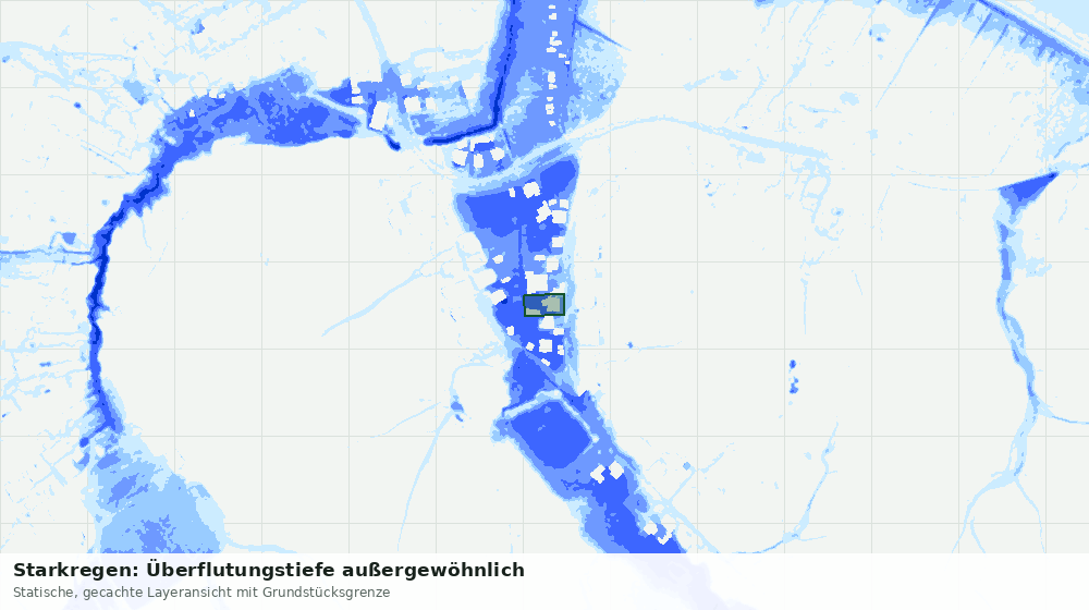 Statische Kartenansicht: Starkregen: Überflutungstiefe außergewöhnlich