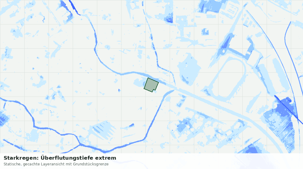 Statische Kartenansicht: Starkregen: Überflutungstiefe extrem