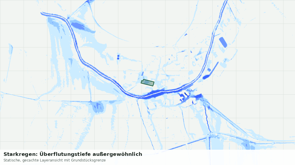 Statische Kartenansicht: Starkregen: Überflutungstiefe außergewöhnlich