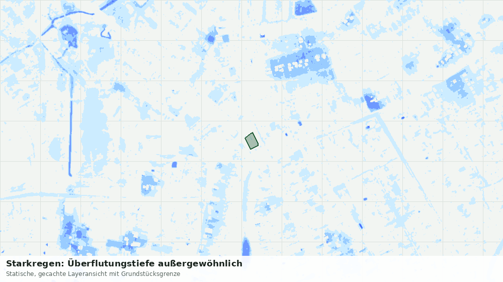 Statische Kartenansicht: Starkregen: Überflutungstiefe außergewöhnlich