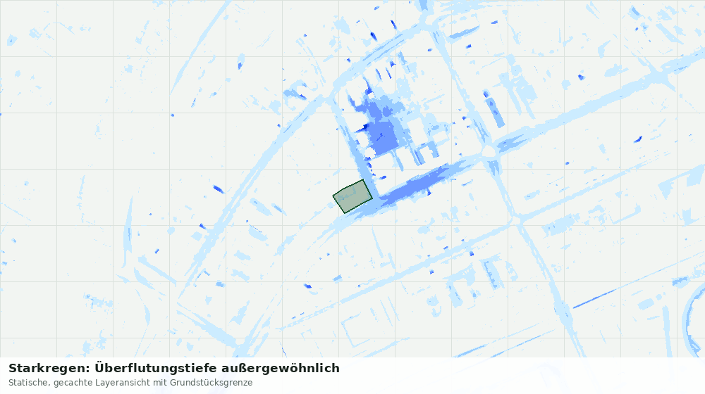 Statische Kartenansicht: Starkregen: Überflutungstiefe außergewöhnlich
