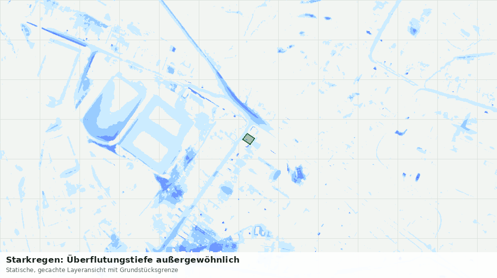 Statische Kartenansicht: Starkregen: Überflutungstiefe außergewöhnlich