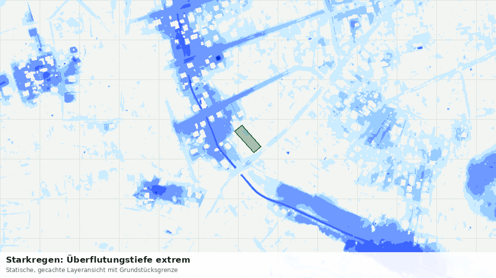 Statische Kartenansicht: Starkregen: Überflutungstiefe extrem