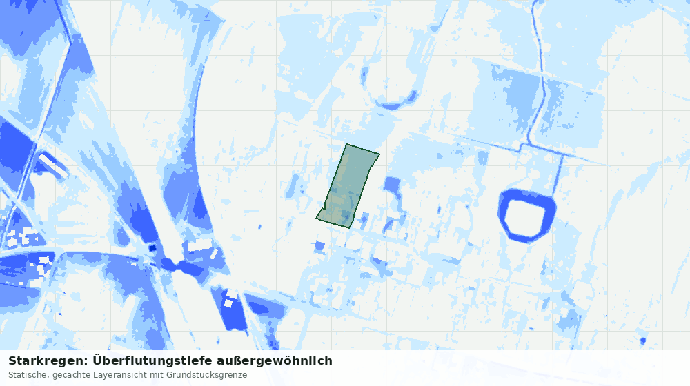Statische Kartenansicht: Starkregen: Überflutungstiefe außergewöhnlich