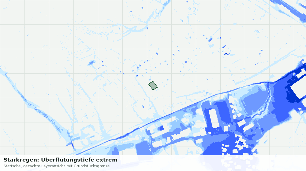Statische Kartenansicht: Starkregen: Überflutungstiefe extrem