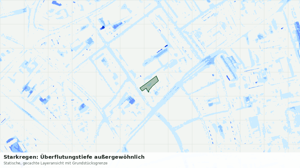 Statische Kartenansicht: Starkregen: Überflutungstiefe außergewöhnlich