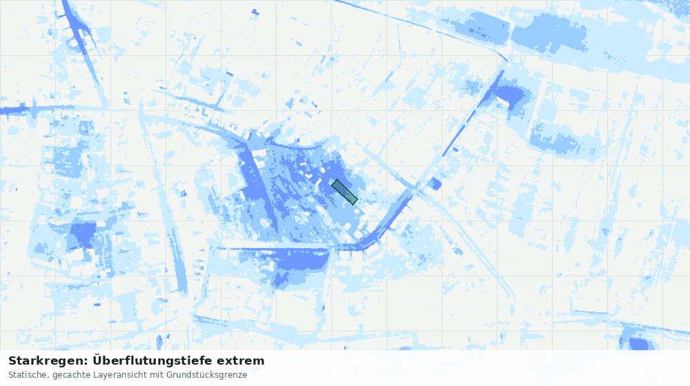 Statische Kartenansicht: Starkregen: Überflutungstiefe extrem